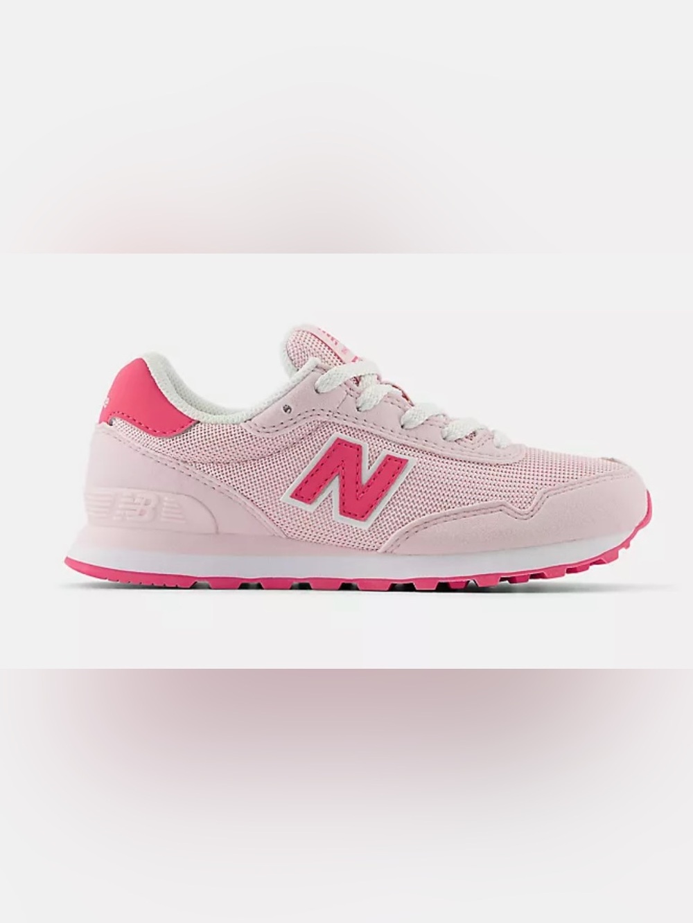 New Balance Kids' Light Pink Mesh 515 Sneaker with Bright Pink 'N'